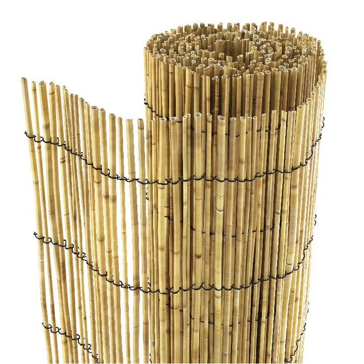 Gard din bambus pentru delimitare spatiu, PROCART, aspect natural, 150x150 cm