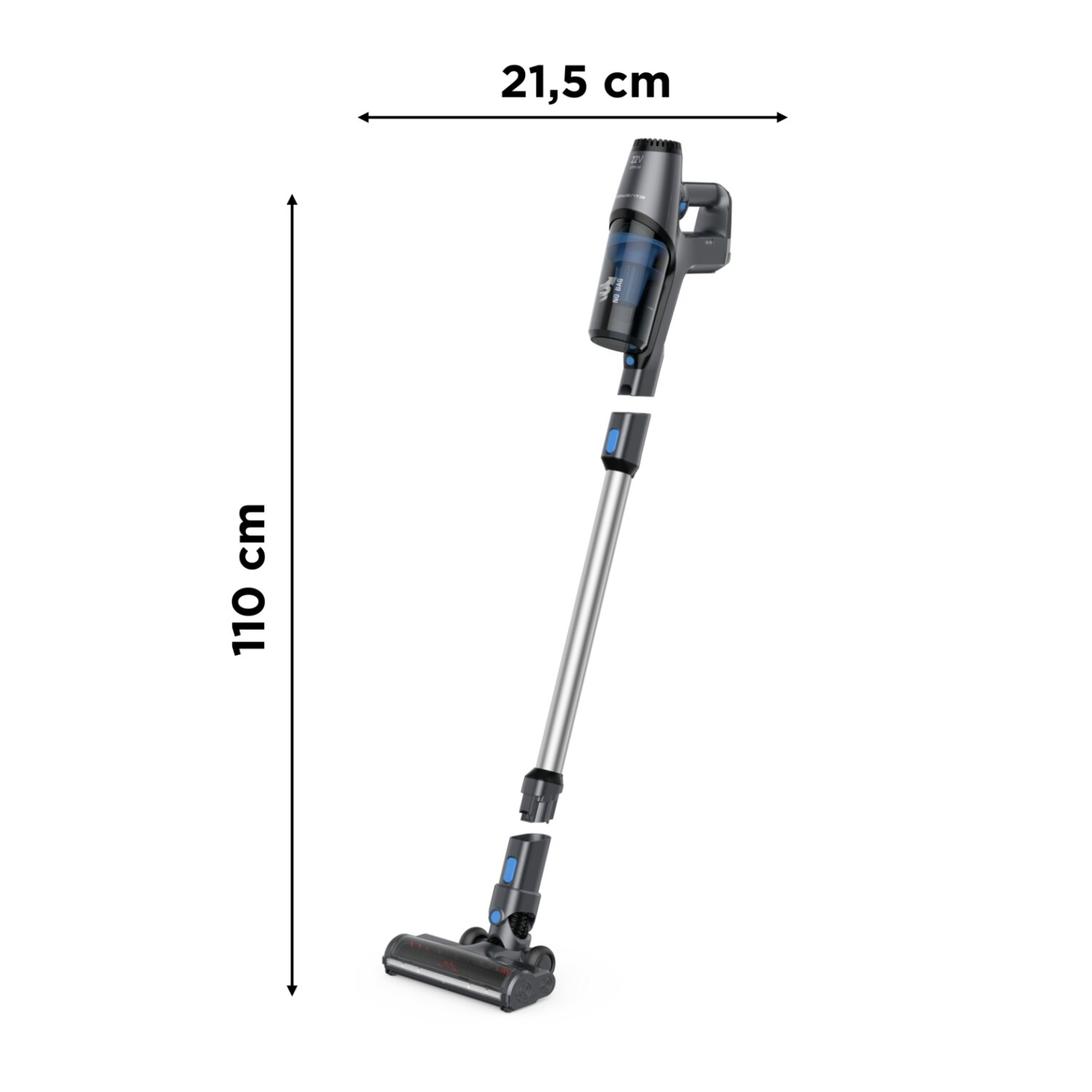 Aspirator vertical fara fir Rowenta X-Pert 3.60 RH6921WO, autonomie 45 minute, iluminare LED, recipient praf 0.5 L, albastru & gri