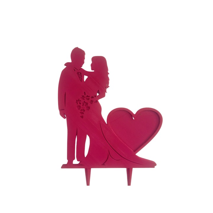 Tortafedő dekoráció, "MENNYASSZONY ÉS MENNYASSZONY" tökéletes esküvő, 17,8 x 12 cm málna rózsaszín