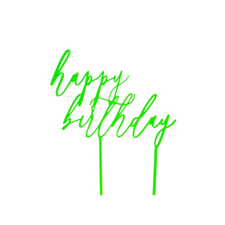 Декорация за торта, щастие "HAPPY BIRTHDAY", рожден ден, 19 х 15,5 см зелено