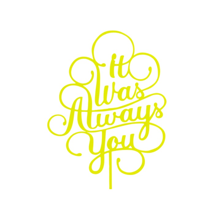 Декорация за торта, "IT WAS ALWAY YOU" destined to be together, 18 x 12,5 cm жълт