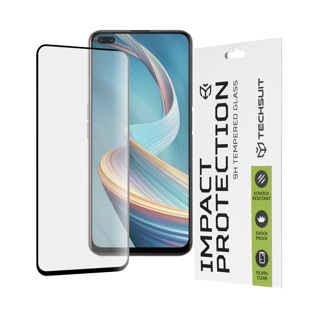 Folie pentru Oppo Reno4 Z 5G, Techsuit 111D Full Cover, Full Glue Glass, Black