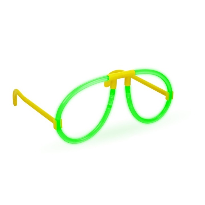 Ochelari luminescenti de petrecere, PROCART, forma aviator, accesoriu neon, verde