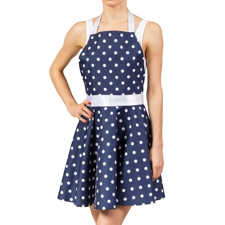 Rochie sort pentru femeie, Froster, Alb\Albastru