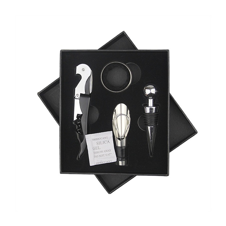 Тирбушон от неръждаема стомана, NUODWELL, 1 комплект от 4 броя, мултифункционален, лесен за използване, черен