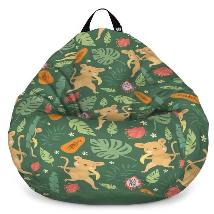 Fotoliu Updeco Puf Bean Bag tip para XL, impermeabil, indoor/outdoor, sac interior, cu maner, 90 x 90 x 60 cm, maimute