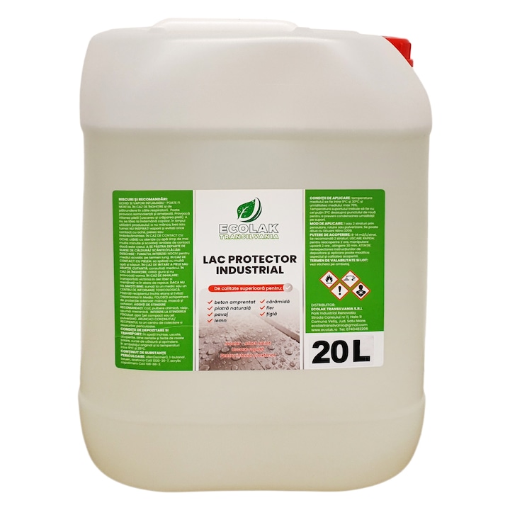 Индустриален защитен лак, Ecolak Transilvania, щампован бетон/естествен камък/павета/тухли и бетонни сглобяеми конструкции, 20 литра
