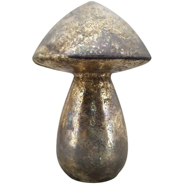 Dísz gomba, Exner, Üveg, 6,5 x 6,5 x 10 cm, Arany/Szürke