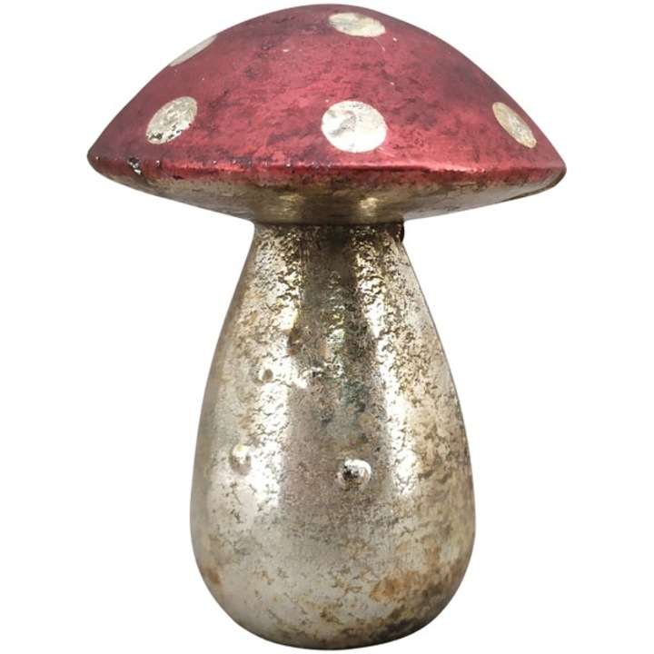 Ciuperca decorativa, Exner, Sticla, Rosu, 6.5x6.5x10 cm