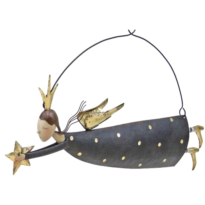 Őrangyal figura, Exner, Fém, 51x4x25 cm, Többszínű