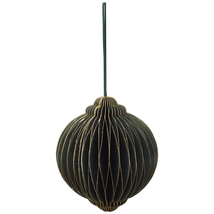 Karácsonyi földgömb, külső, papír, 9x9x13 cm, zöld/arany