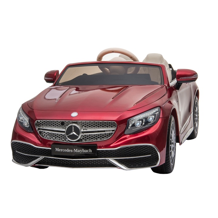 Електрическа кола Premier Mercedes-Maybach S650 Cabriolet, 12V, EVA гумени джанти, Седалка от екологична кожа, Бордо