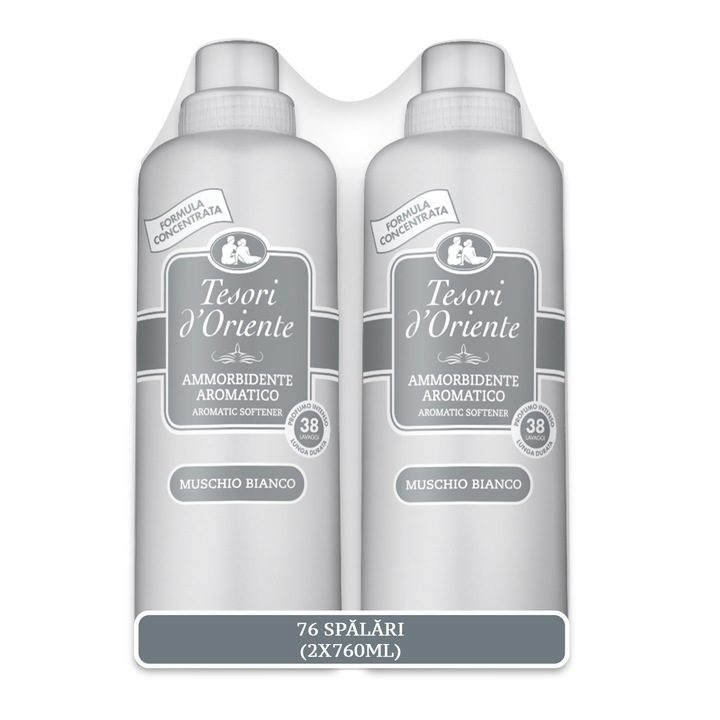 Комплект омекотител Tesori d'Oriente White Musk, 2x38 пранета, 2x760 мл