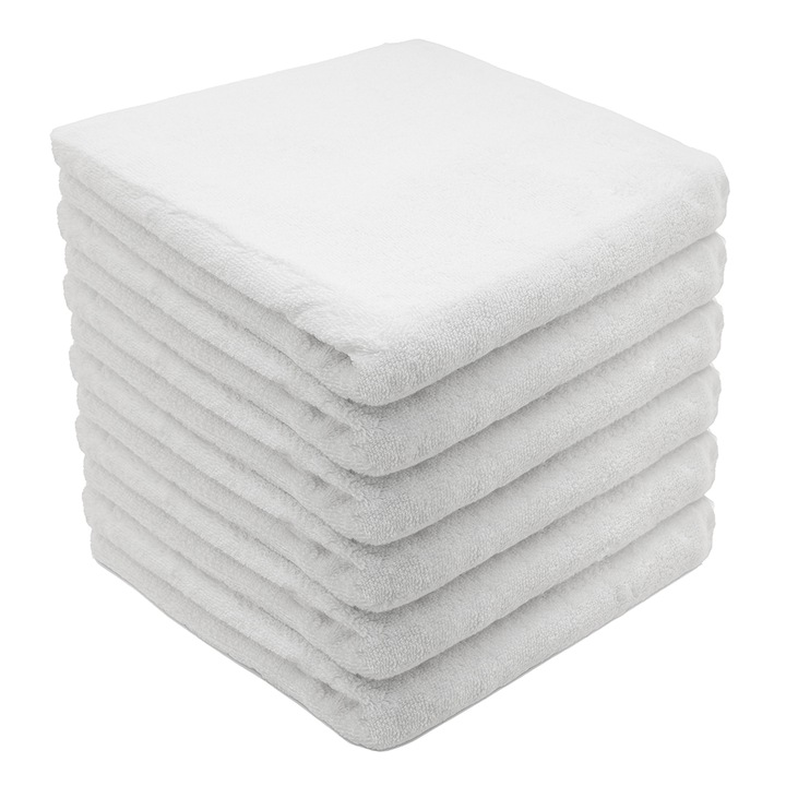 Комплект 6 кърпи Hotel Supplier, 50x90 см, 100% памук 680 GSM, Бял