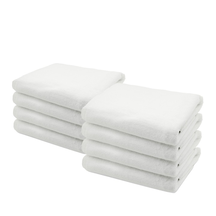 Комплект 8 кърпи Hotel Supplier, 70x140 см, 100% Памук, 680 гр/м2, Бял