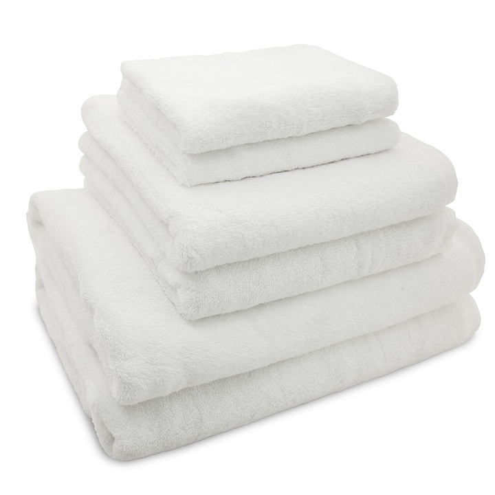 Комплект 6 кърпи Hotel Supplier, 2x 30x50 см, 2x 50x90 см, 2x 70x140 см, 100% памук 680 GSM, Бял