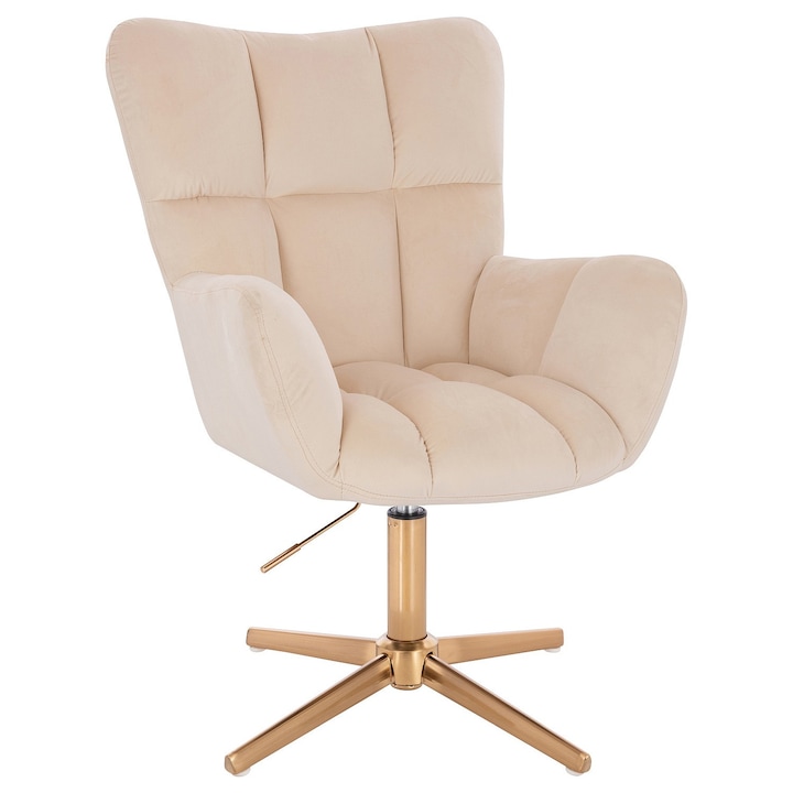 Scaun de birou, Votana, HR650CROSS, Catifea, Baza Aurie, Crem