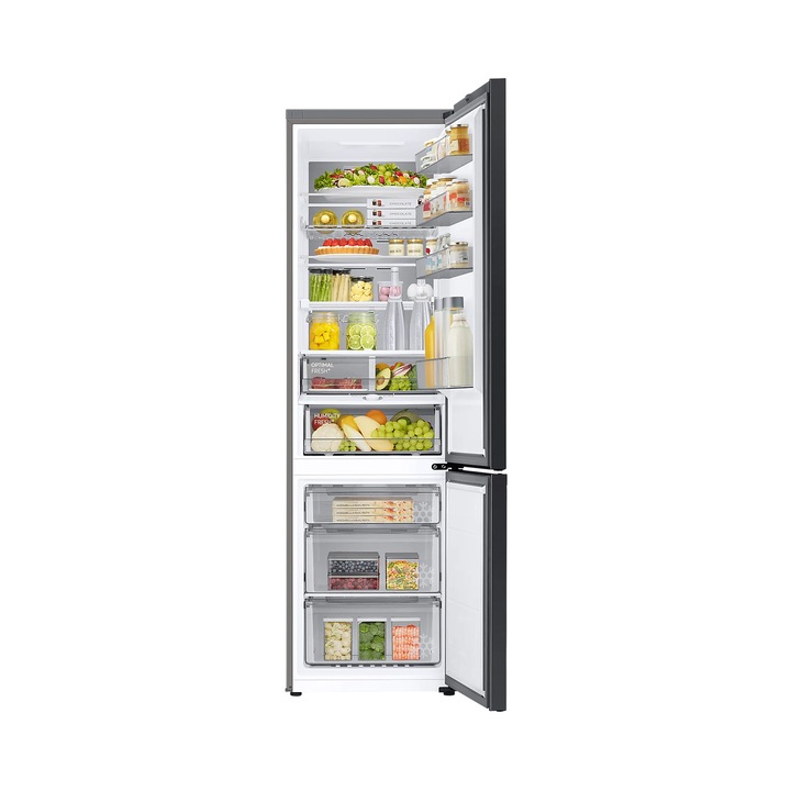 Combina frigorifica la comanda Samsung RB38C7B6BS9/EF, clasa energetica B, 387 L, H 203 cm, WiFi, NoFrost, Inox