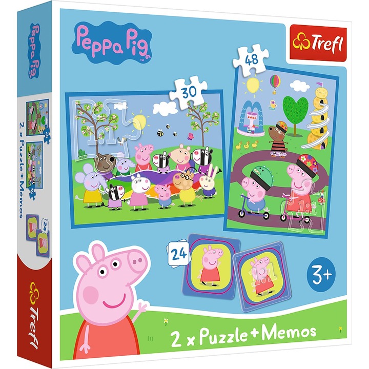 Комплект Trefl 2 в 1, Memorie si Puzzle - Peppa Pig: Happy Moments