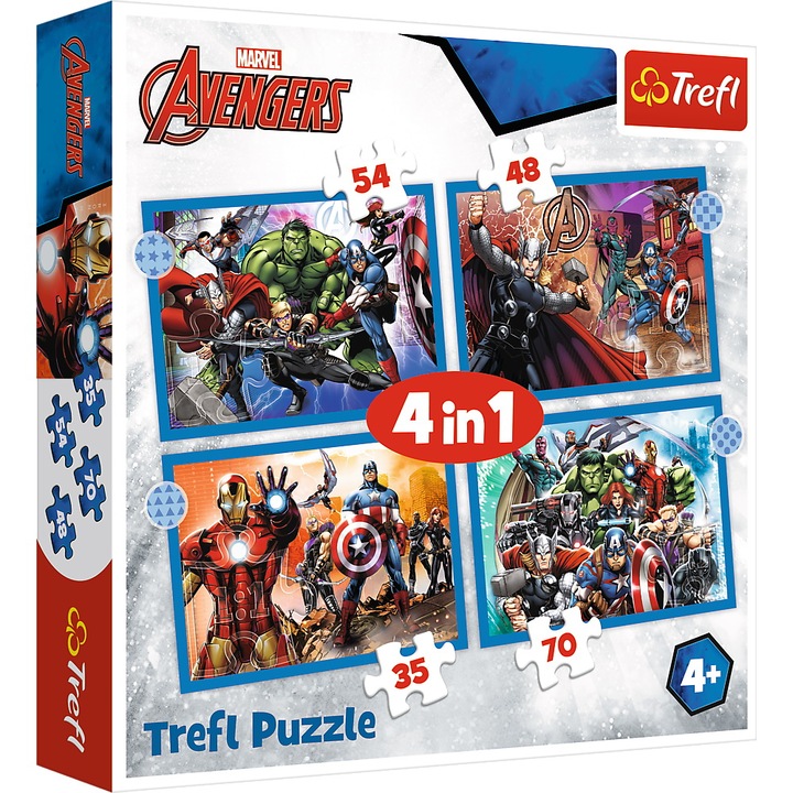 Пъзел Trefl 4 в 1 Avengers - The brave avengers