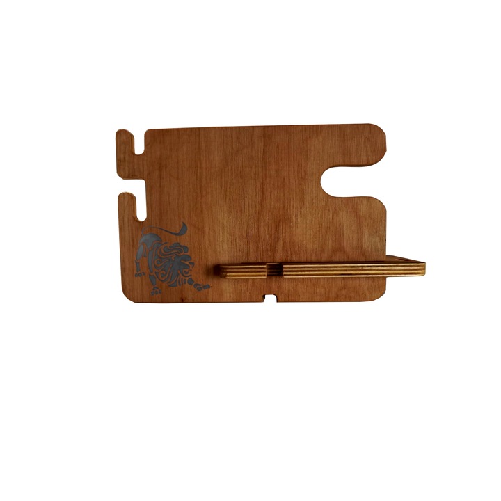 Suport telefon, portofel, ochelari, organizator de noapte pentru barbati, lemn natur, Mos193