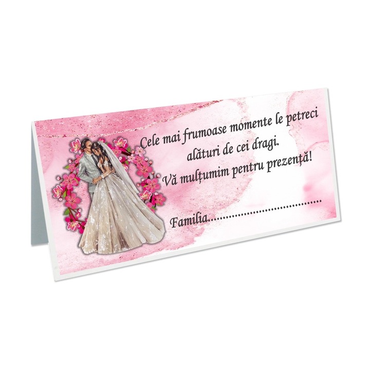 Plic Bani Nunta, Carton, Roz, Floral, EVEPN16