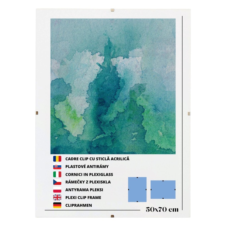 Clip frame, MPINK, transparent plexiglas, 50x70 cm