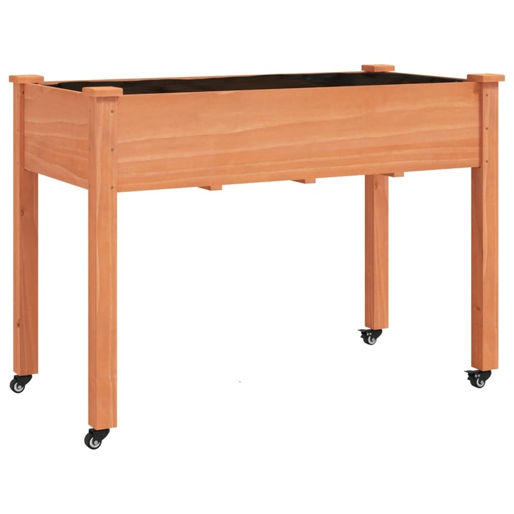 Jardiniera vidaXL, cu roti&captuseala maro 118x59x76 cm lemn masiv brad 8.75 kg 3157827