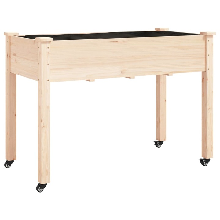 vidaXL tömör fenyőfa kerekes ültetőláda béléssel 118x59x80 cm 8.75 kg