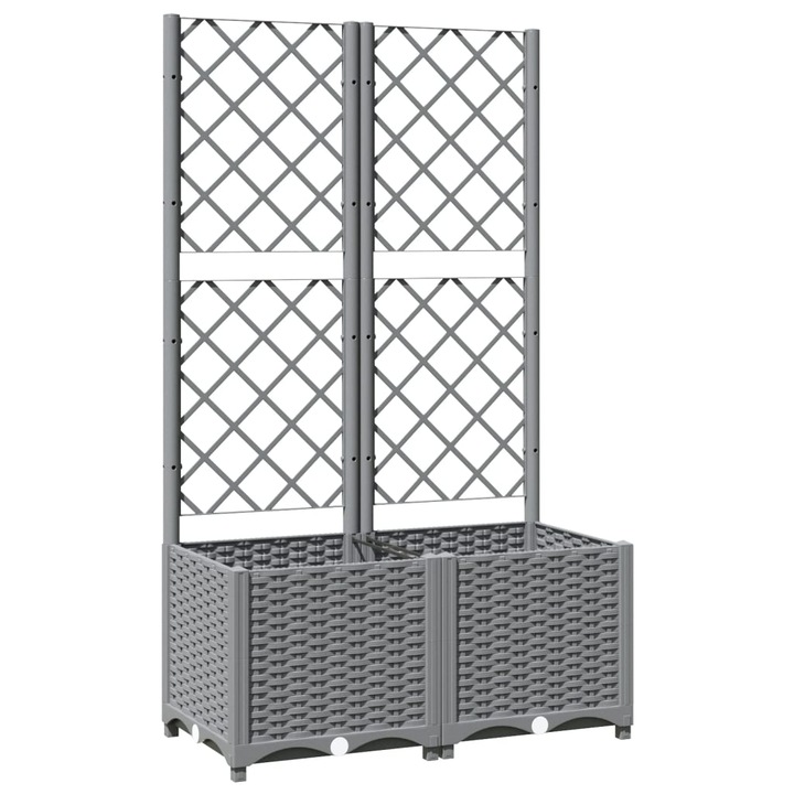 Jardiniera de gradina cu spalier vidaXL, gri deschis, 80x40x136 cm, PP, 6.79 Kg