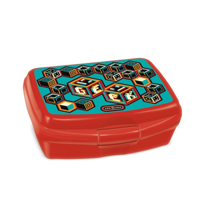 Кутия за храна Ars Una Geek, С едно отделение, 16.5 x 6 x 13.5, Червен