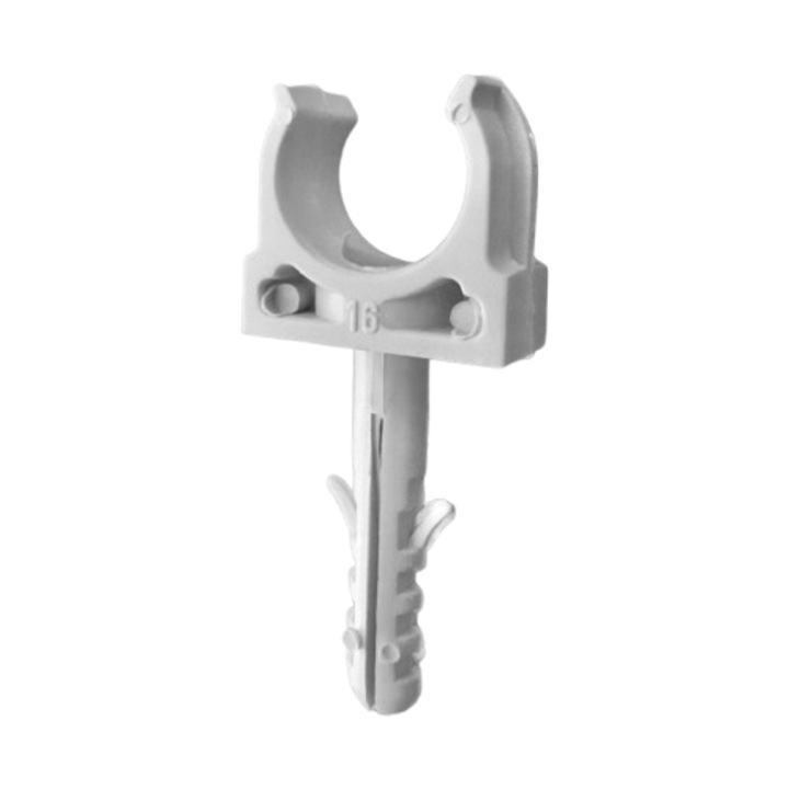 Set 100 Cleme cu Diblu Integrat, Suruburi Incluse in Set, Fixare pentru Teava, Copex, Tub pvc, Ø16mm, ECCT16, Elettrocanali Italia
