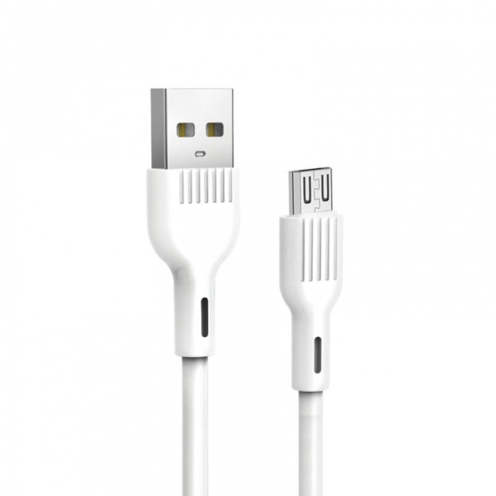 Cablu USB, SkyDolphin, Micro USB, 3A, 1m, Alb