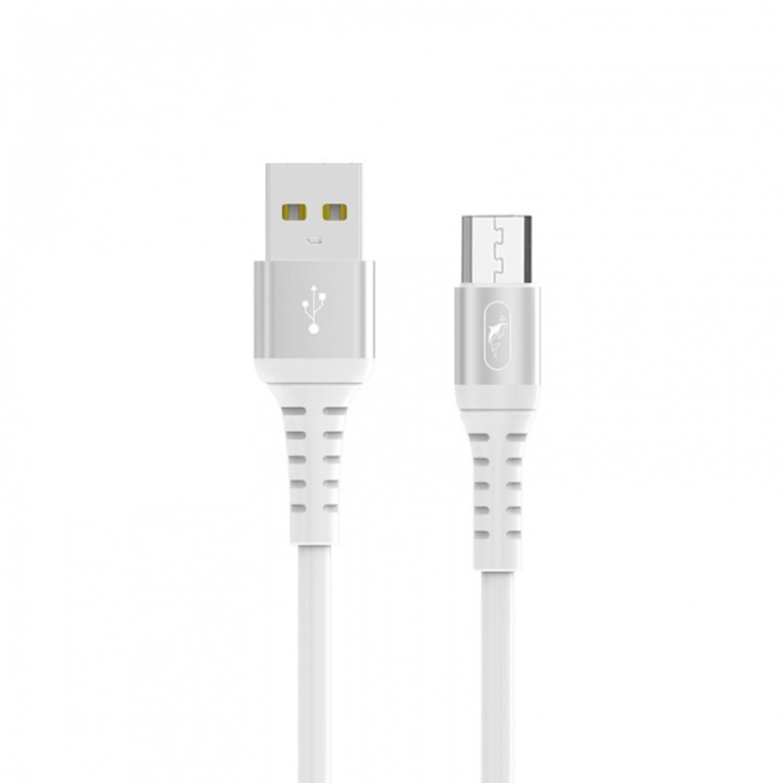 Cablu USB, SkyDolphin, Micro USB, 3A, 1m, Alb