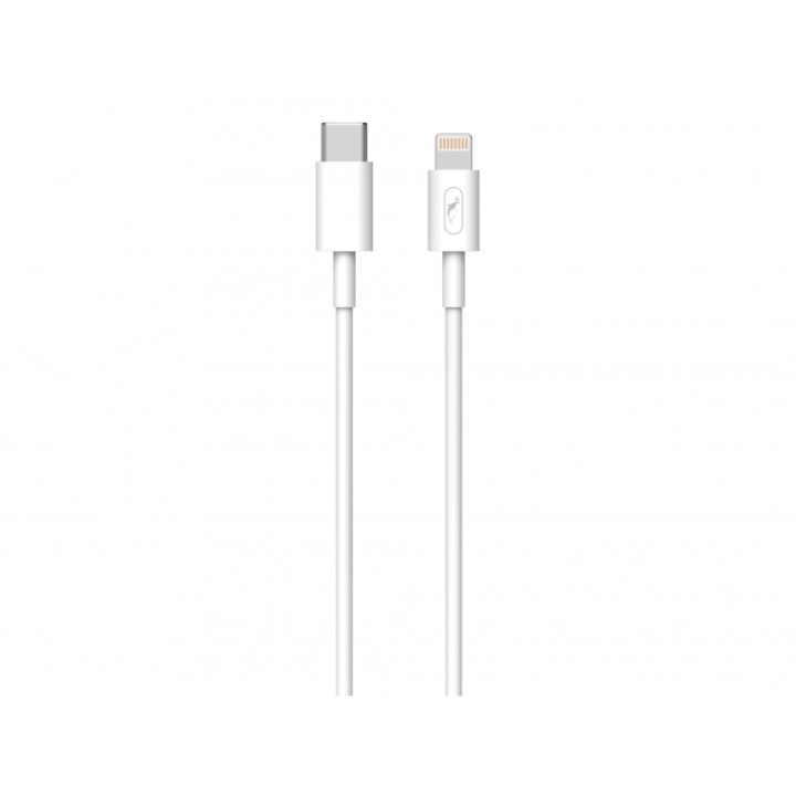 Кабел USB SkyDolphin S12L, Frost Line, Lightning to Type-C, 2.4A, 1m, бял