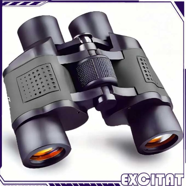 Binoclu 60x60 Excitat®️ Lentile Premium Prism BAK4, Vedere Nocturna, Porro/Galilean, Rezistent La Apa, Pentru Adulti Si Copii, Putere Mare De Focalizare Pentru Observarea Pasarilor, Vanatoare, Calatorii, Turism, Gri