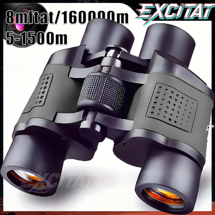 Binoclu 60x60 Excitat®️ Lentile Premium Prism K9, Vedere Nocturna, Porro/Galilean, Rezistent La Apa, Pentru Adulti Si Copii, Putere Mare De Focalizare Pentru Observarea Pasarilor, Vanatoare, Calatorii, Turism, Gri