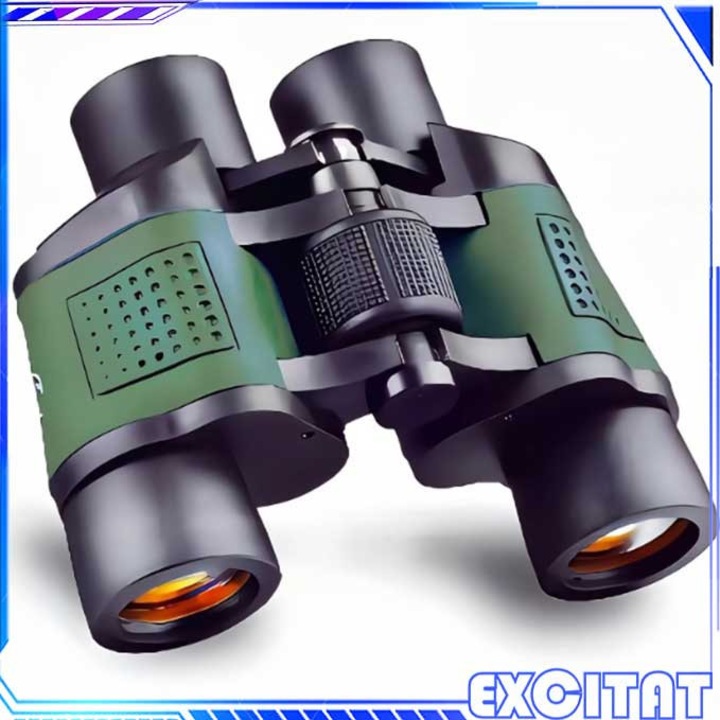 Binoclu 60x60 Excitat®️ Lentile Premium Prism BAK4, Vedere Nocturna, Porro/Galilean, Rezistent La Apa, Pentru Adulti Si Copii, Putere Mare De Focalizare Pentru Observarea Pasarilor, Vanatoare, Calatorii, Turism, Verde