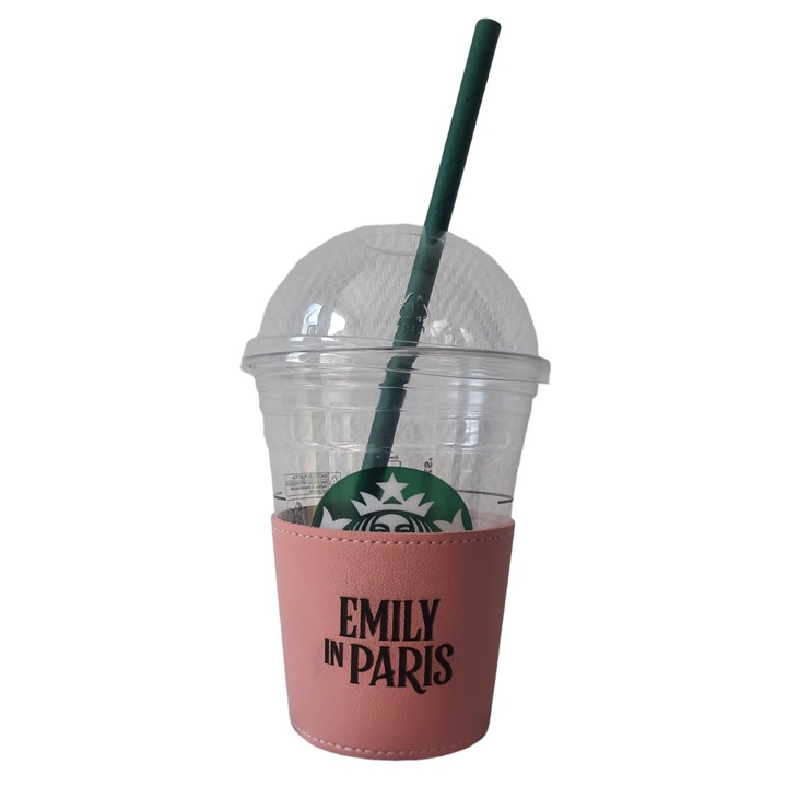 Държач за чаша Emily in Paris, еко кожа, розов