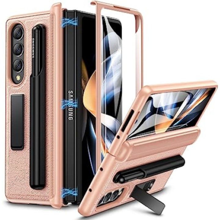 Neitra tok Samsung Galaxy Z Fold 4 telefonhoz, beépített állvánnyal, csuklós védelemmel. Mágneses teljes test borítás képernyővédő fóliával és S toll nyílással [nem tartalmazza az S tollat] Galaxy Z Fold4 készülékhez