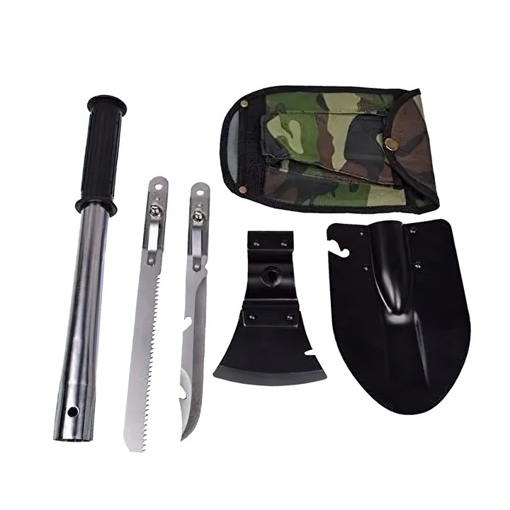 Lopata multifunctionala, 8 in 1, otel inoxidabil, 51 cm, negru
