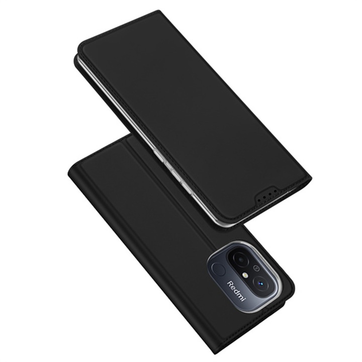 Кейс за Xiaomi Redmi 12C Екологична кожа Черен