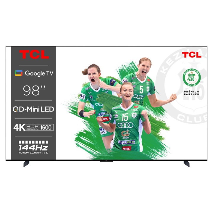 TCL MiniLed 98C805 TV, 248 cm, Smart Google TV, 4K Ultra HD, 100 Hz, G osztály (2023-as modell)