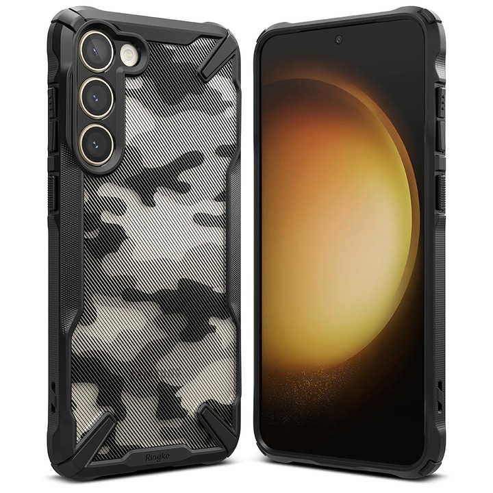 Husa pentru Samsung Galaxy S23 Plus, Ringke Fusion X Design, Camo Black