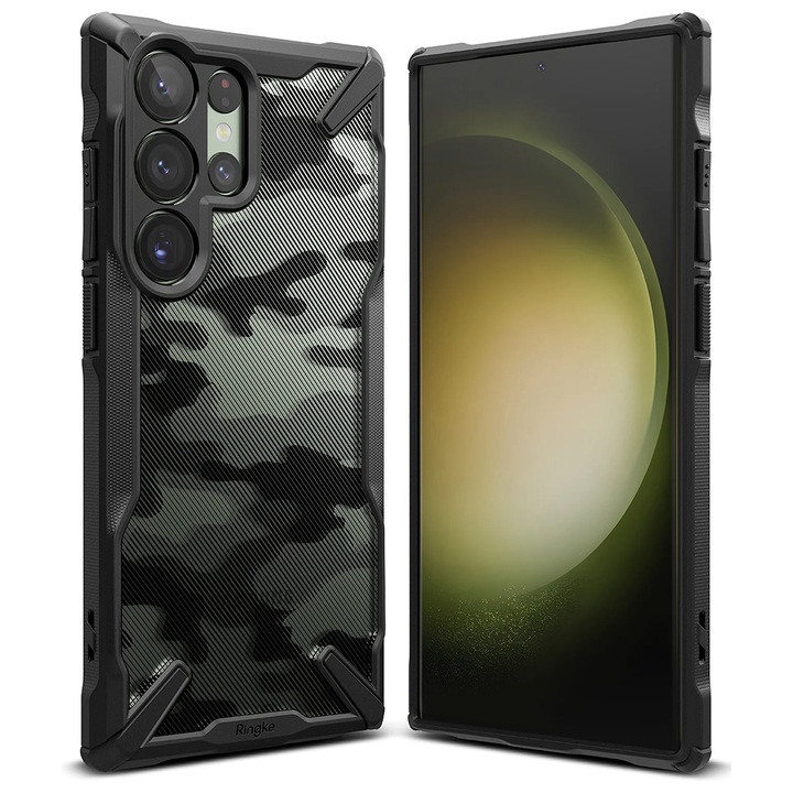 Кейс за Samsung Galaxy S23 Ultra, Ringke Fusion X Design, Camo Black