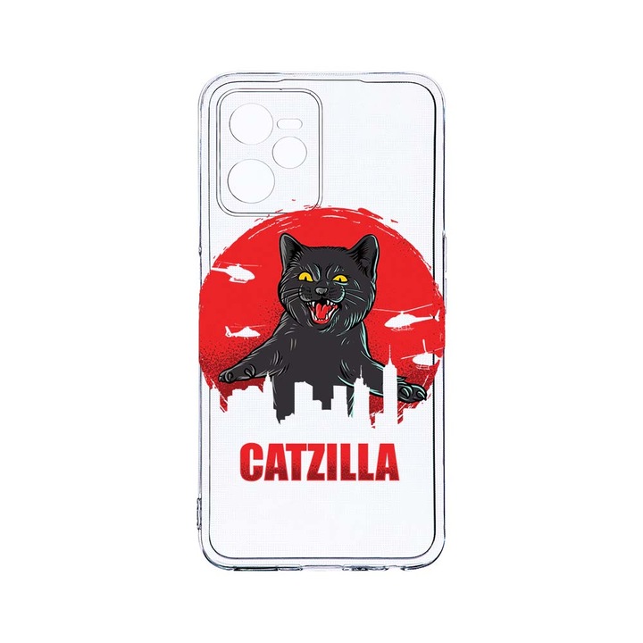 Силиконов калъф BestCase за Realme Narzo 50A Prime / C35, Catzilla, Camera Protection, Clear Silicon 2MM, T 879