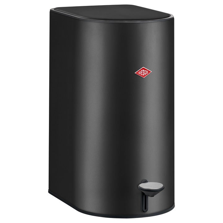Cos de gunoi cu pedala WESCO Germany, Step Boy, capacitate 9 litri, 1 compartiment detasabil, capac soft-close, otel inoxidabil si metal, design minimalist, usor de curatat, negru mat