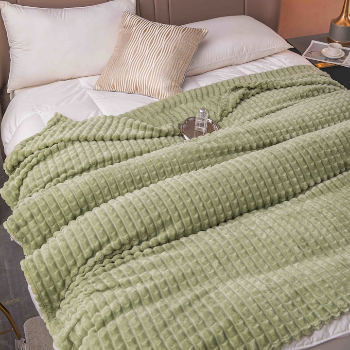 Одеяло Cocolino, за двойно легло, Уни, модел тип Грофат, 2 човека, 200x230см, Зелено