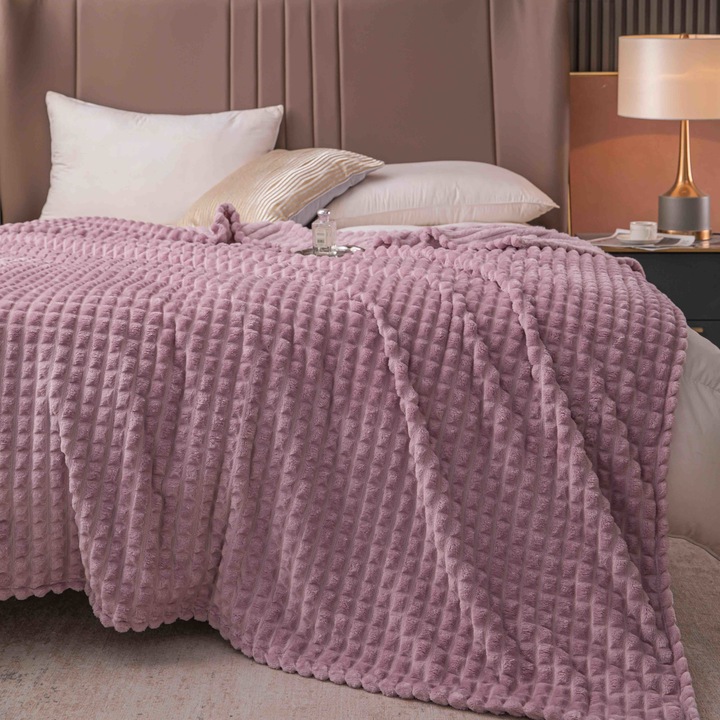 Patura Cocolino Gofrata Pentru Pat Dublu, 200x230 cm Lila JO148