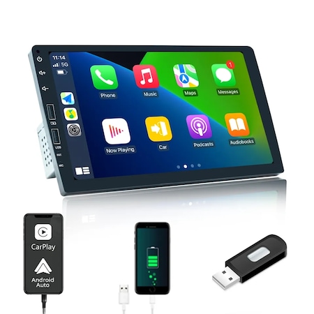 Navigatie 1Din Carplay, Android Auto, LOONATIQ, 9 Inch, GPS, Bluetooth, MirrorLink, USB, Universala, Logan, Renault, Golf, Passat, Octavia, Opel, Peugeot